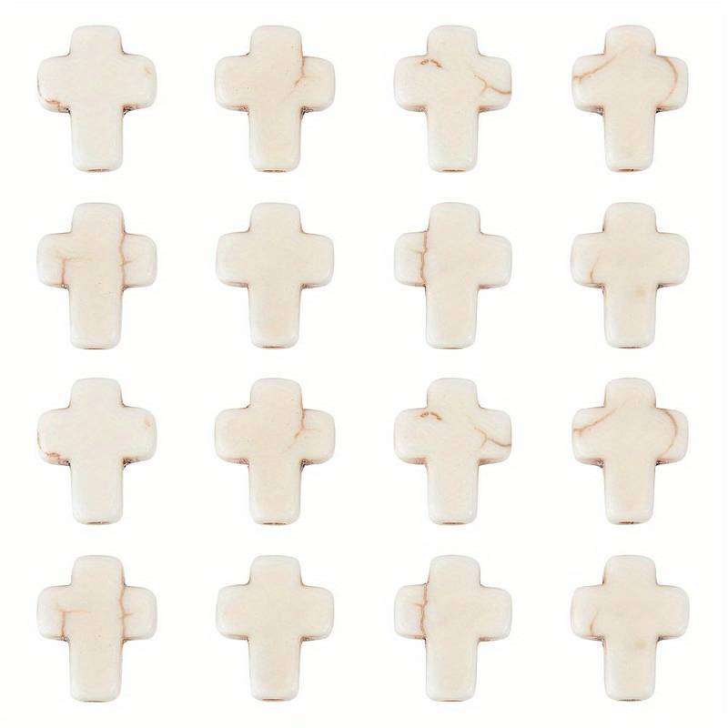 1box Of 200pcs White Cross Beads, Synthetic Turquoise Small Cross Beads,  Semi-Precious Stone Loose Spacer Beads, For Jewelry Making ,Beading Kit